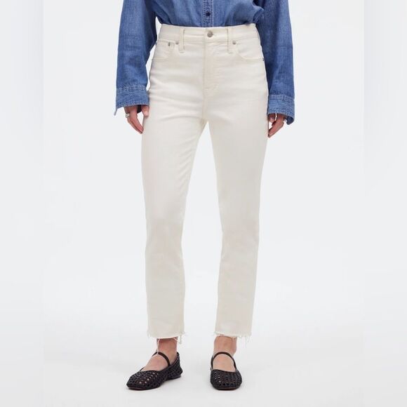 Madewell NWT The Perfect Vintage Jeans Size 25 in Tile White | Raw Hems - Picture 1 of 15